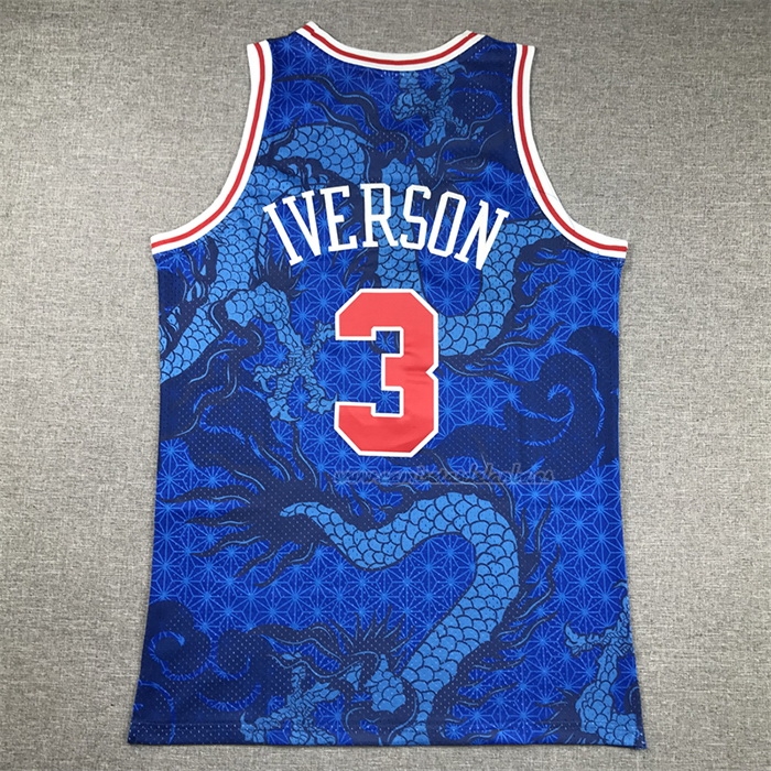 Camiseta Philadelphia 76ers Allen Iverson NO 3 Asian Heritage Throwback 1996-97 Azul